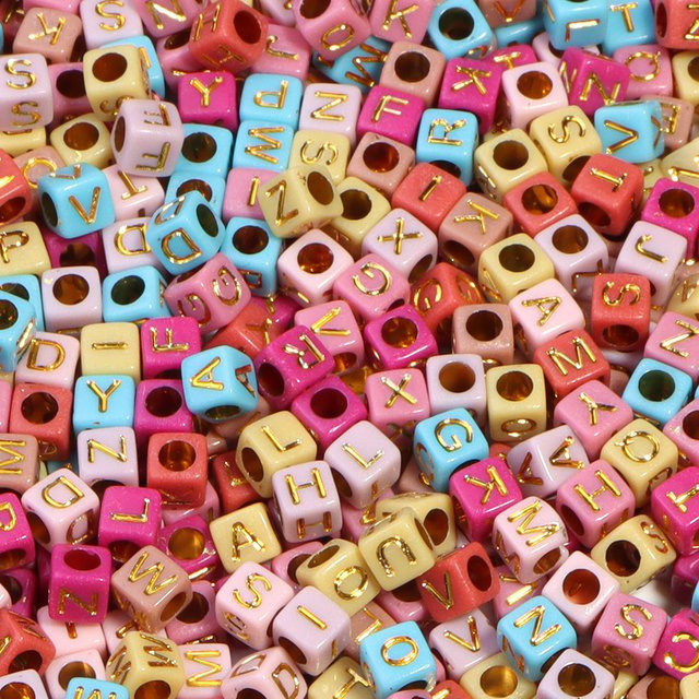 louleur Alphabet-Perlen, Acryl, quadratisch, 6 mm, Unisex - Bild 1