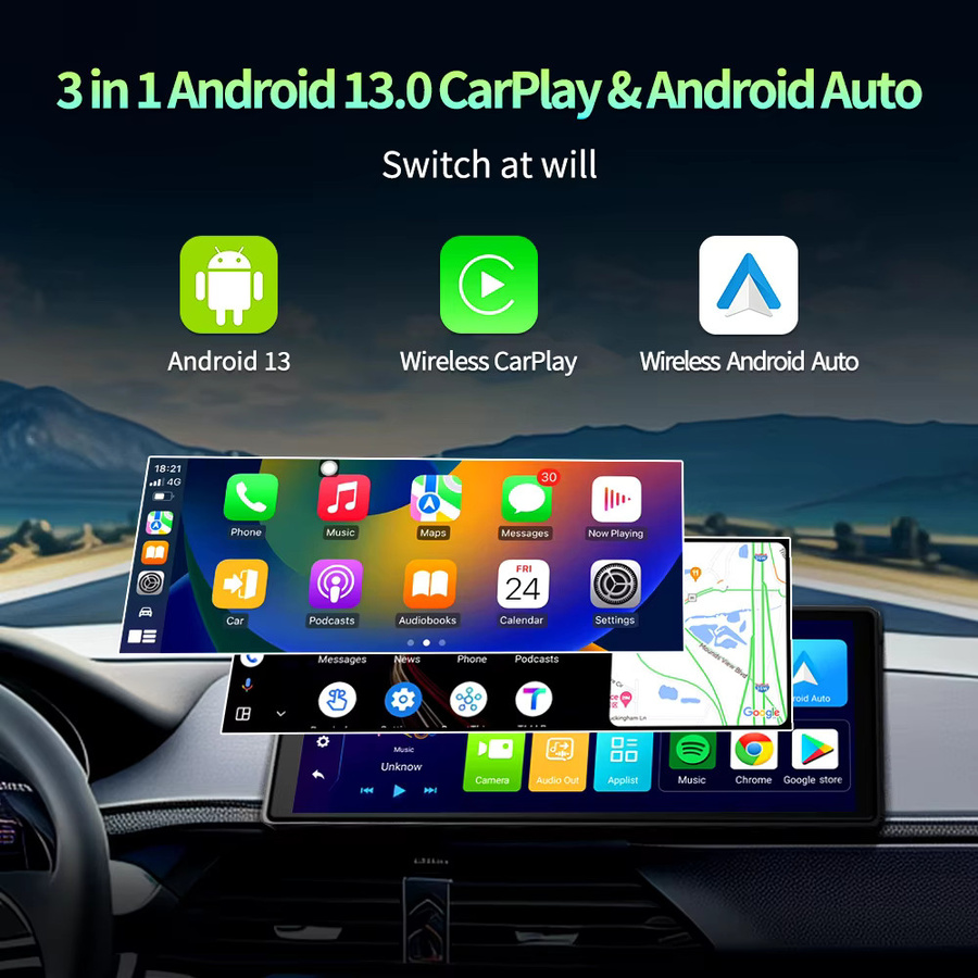 Imagebon E64 Android 13 Dashcam mit 10,26 Zoll Display, 8-Kern Prozessor, 4GB RAM + 64GB Speicher, Wireless CarPlay, Android Auto, Split Screen, Netflix, Google Play und GPS in Schwarz - Bild 2
