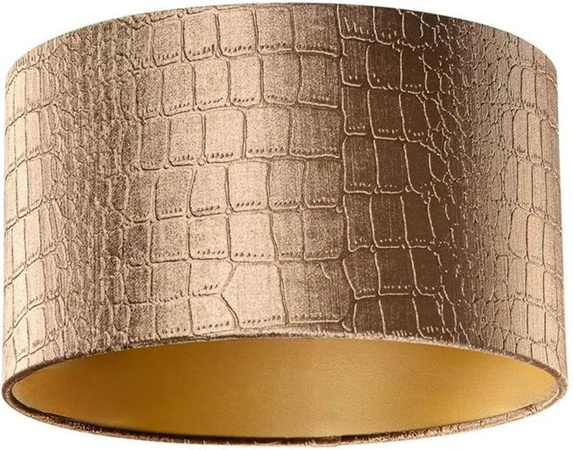 QAZQA Samtlampenschirm Krokodil Design in Bronze mit goldener Innenseite, Zylinderform, Durchmesser: 35 cm, Höhe: 20 cm