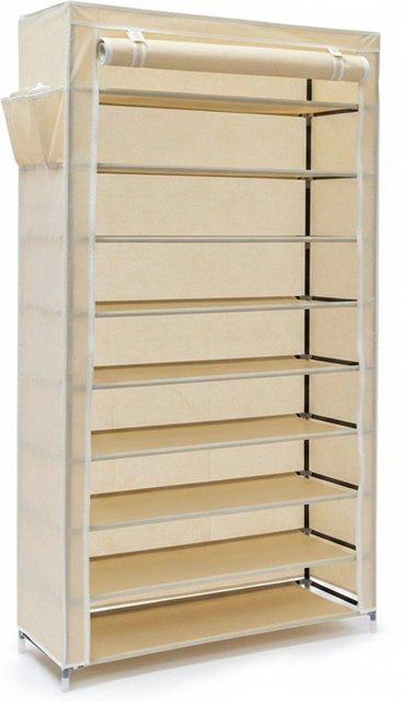 Relaxdays Schuhschrank Valentin in Beige aus Stahlrohr und Vlies, H x B x T: 161 x 88 x 30 cm - Bild 1
