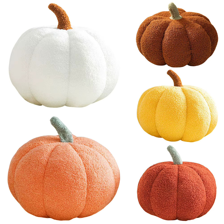 Shunmaii Halloween Kürbiskissen in Braun, 3D Kürbisförmiges Wurfkissen für Thanksgiving und Dekoration, B/T/H: 28 x 28 x 20 cm - Bild 5