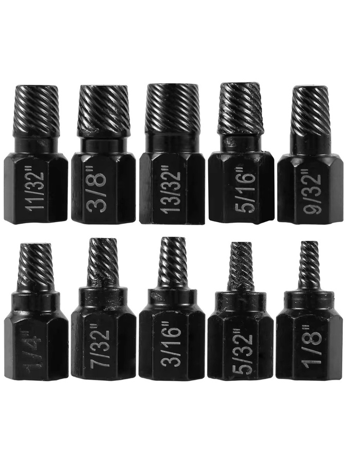 10-teiliges Schraubenausdreher-Set aus legiertem Stahl in Schwarz zur Entfernung beschädigter Schrauben und Bolzen - Bild 6