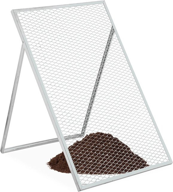 Relaxdays Durchwurfsieb aus Stahl in Silber, klappbar, B/T/H: 100 x 60 x 3,5 cm - Bild 1