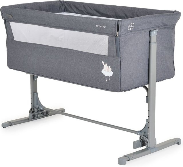 Moni Beistellbett Mystery Babywiege mit Schaukelfunktion und 5-fach Höhenverstellung in Grau - Bild 1