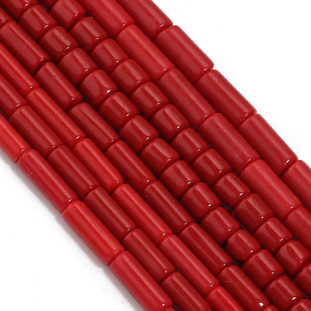 Rote Korallen Perlen, Rohr Form, Spacer Perlen, Unisex - Bild 1
