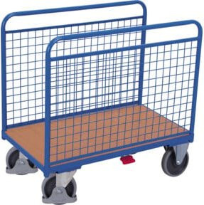 VARIOfit Seitenbügelwagen mit Drahtwänden in Blau, B: 106 cm, T: 64 cm - Bild 1