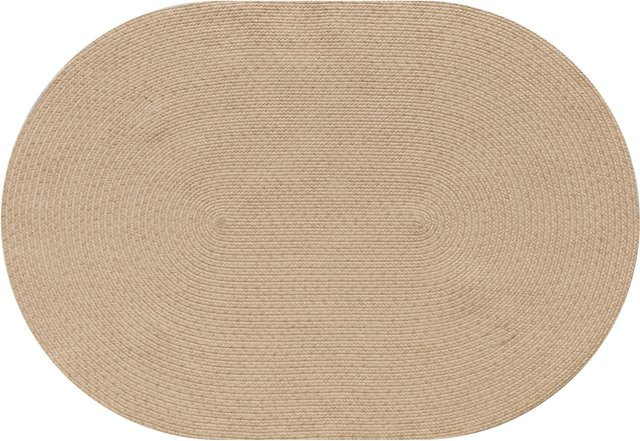 HOMCOM Ovaler Wohnzimmerteppich in Beige, handgewebt und maschinenwaschbar, rustikaler Stil, B: 170 cm, T: 120 cm - Bild 1