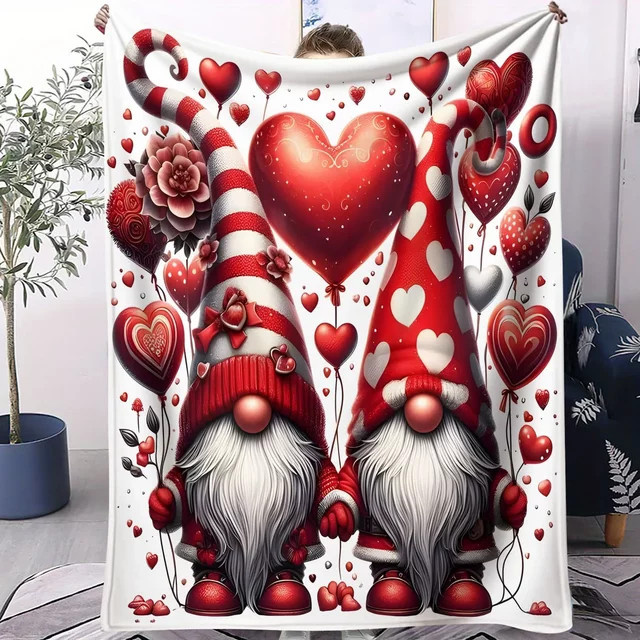 ZIZ Flanelldecke mit Fantasy Gnome Motiv in Multicolour für Weihnachten, Ostern und Valentinstag - Bild 1