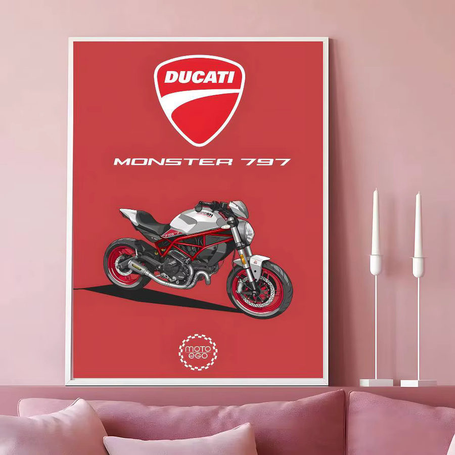 Wasserdichter selbstklebender Wandaufkleber mit Ducati Streetfighter V4 und YZR M1 Motiv für dein Wohnzimmer oder Zimmer - Bild 7