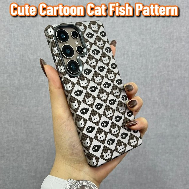 Ultradünne magnetische Handyhülle mit Cartoon-Design für Samsung Galaxy S25 und S24 Ultra, kompatibel mit Wireless Charging, PC-Hardcase mit Alloy-Linsen Schutz, Schwarz/Mehrfarbig - Bild 1