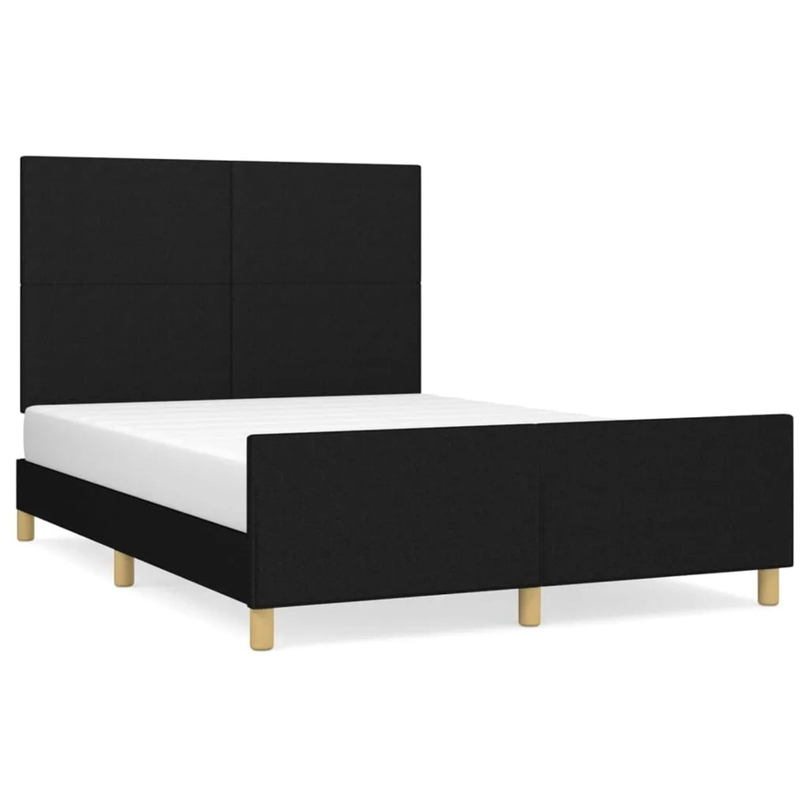 vidaXL Bettgestell mit Kopfteil in Schwarz aus Stoff und Holz, B/T/H: 140 x 190 x 146 cm - Bild 2