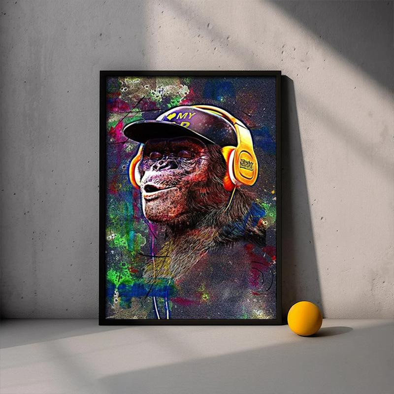 Pop-Graffiti-Kunst Hip-Hop-Affe Leinwandbild Petrichor Poster in Multicolor, Breite: 60 cm, Höhe: 100 cm - Bild 4