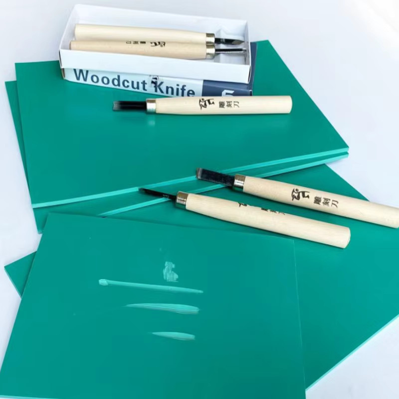 Gummiblock für Druckgrafik und Linolschnitt Set mit grünen Schnitzblöcken für Künstler und Einsteiger - Bild 2
