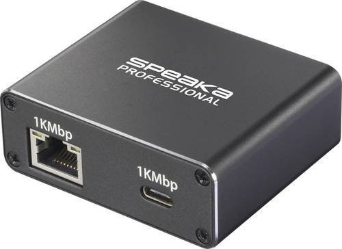 SpeaKa Professional SP-GNS-190 Splitter mit 1+1 Port RJ45 und USB-C für 1 GBit/s Ethernet/LAN in Schwarz - Bild 1