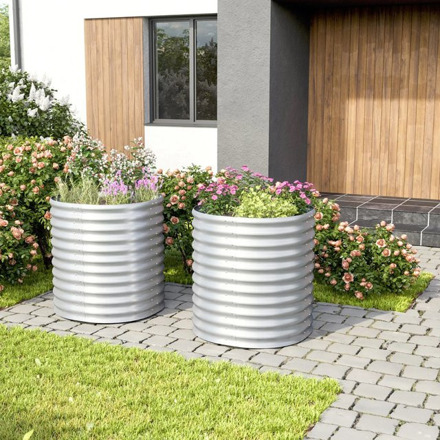 Vitavia Hochbeet Terra Rund 858 aus Zincalume in Silber, B/H/T: 82,1 x 85,8 x 82,1 cm - Bild 1