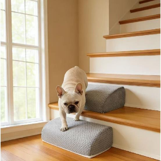 Haustiertreppe Bright Choice für kleine Hunde und Katzen in Grau mit abnehmbarem und waschbarem Bezug - Bild 1