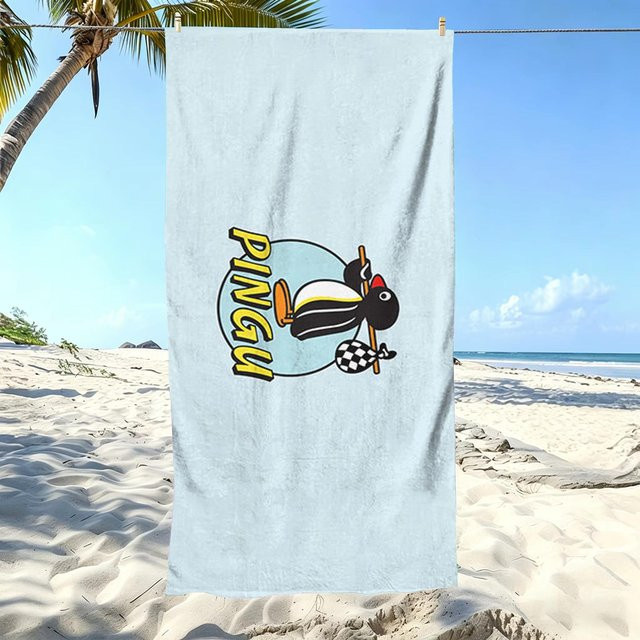 Buntes Pinguin Cartoon Strandtuch von JMG Household Supplies aus Mikrofaser, schnelltrocknend und atmungsaktiv, Farbe: Blau/Mehrfarbig, B/H: 40 x 60 cm - Bild 1