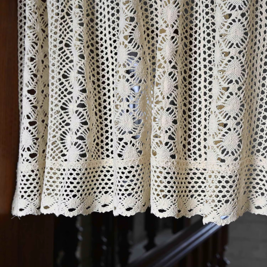 AiFish Boho Chic gehäkelter Spitzen-Mesh-Türvorhang aus Polyester, beige - Bild 4