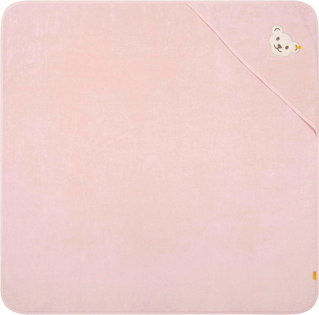 Steiff Kapuzen-Badetuch aus Frottee mit Bär-Motiv in Rosa, B/H: 95 x 100 cm - Bild 1