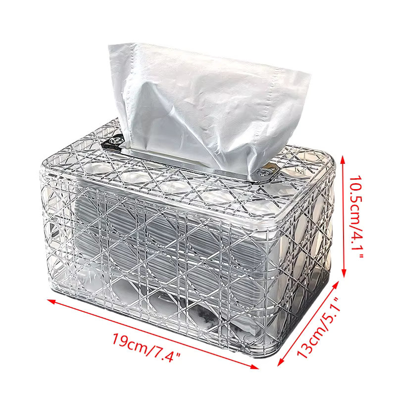 Hoeaden Tissue Box mit Rattan-Muster aus Holz für Wohnzimmer, Auto oder Badezimmer - Bild 4