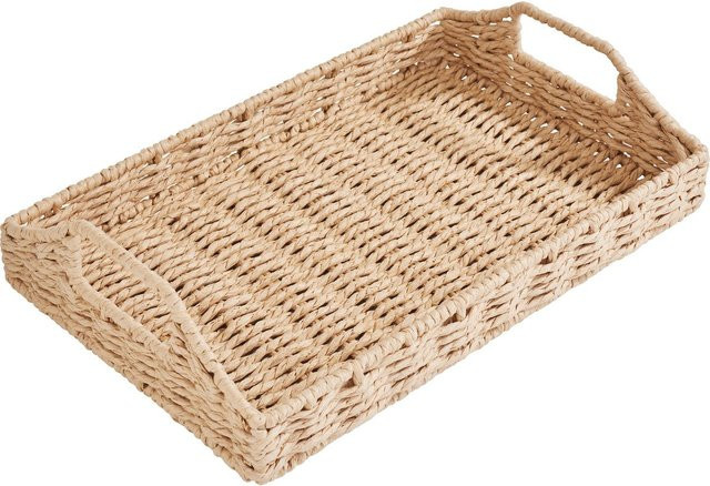 VBS Tablett Rechteckig in Beige gewoben im Boho-Stil B: 20,0 cm, T: 20,0 cm, H: 1,0 cm - Bild 1