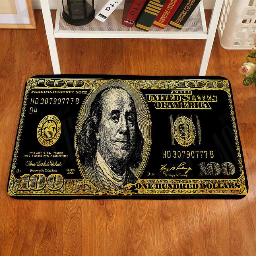 Moderner Dollar-Geld-Teppich von 52TOYS in Schwarz für Wohnzimmer und Schlafzimmer - Bild 4
