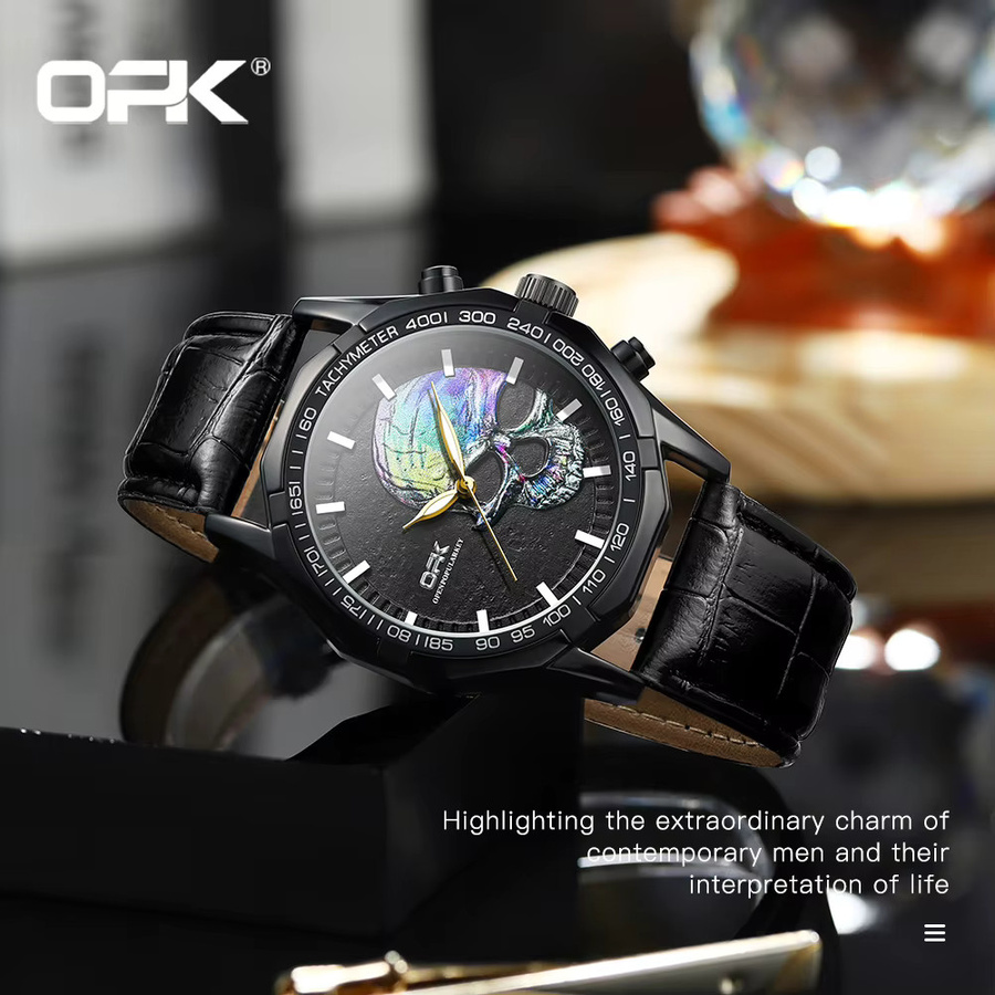OPK Armbanduhr, Quarz, Lederarmband, Schwarz, Herren - Bild 4