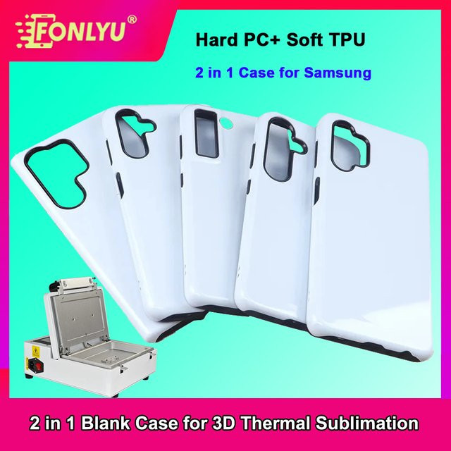 FONLYU 5er Set 3D Sublimations-Wärmeübertragungs Folie für Samsung S22 S23 Plus S24 S25 Ultra Glänzende 2-in-1 Handyhüllen in Weiß - Bild 1