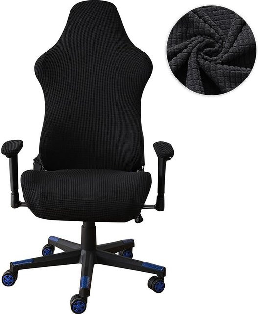 Yiran Gaming-Stuhlbezug mit Armlehnen aus Polyester in Schwarz, universeller Spandex-Überwurf für Computer-Sessel und Bürostühle - Bild 1