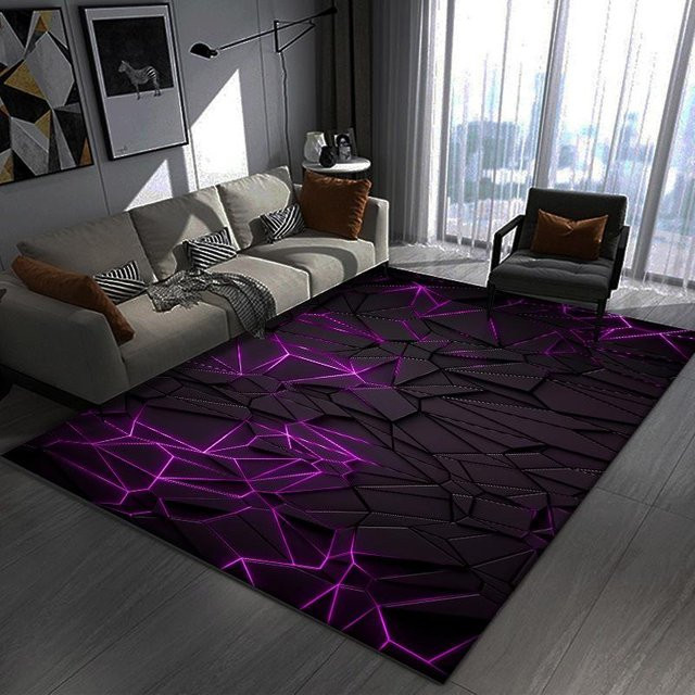 Cyberpunk Windrad Teppich von Wucifang Jewelry in Grau und Lila, Design Teppich für Wohnzimmer und Schlafzimmer, B/T: 120 x 80 cm - Bild 1