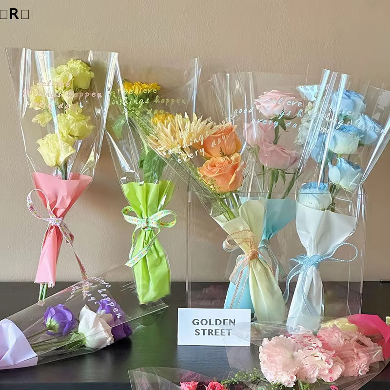 バR Sigur 10 Stück transparente Zellophan-Blumenverpackungsbeutel für Rosen und Blumensträuße - Bild 1