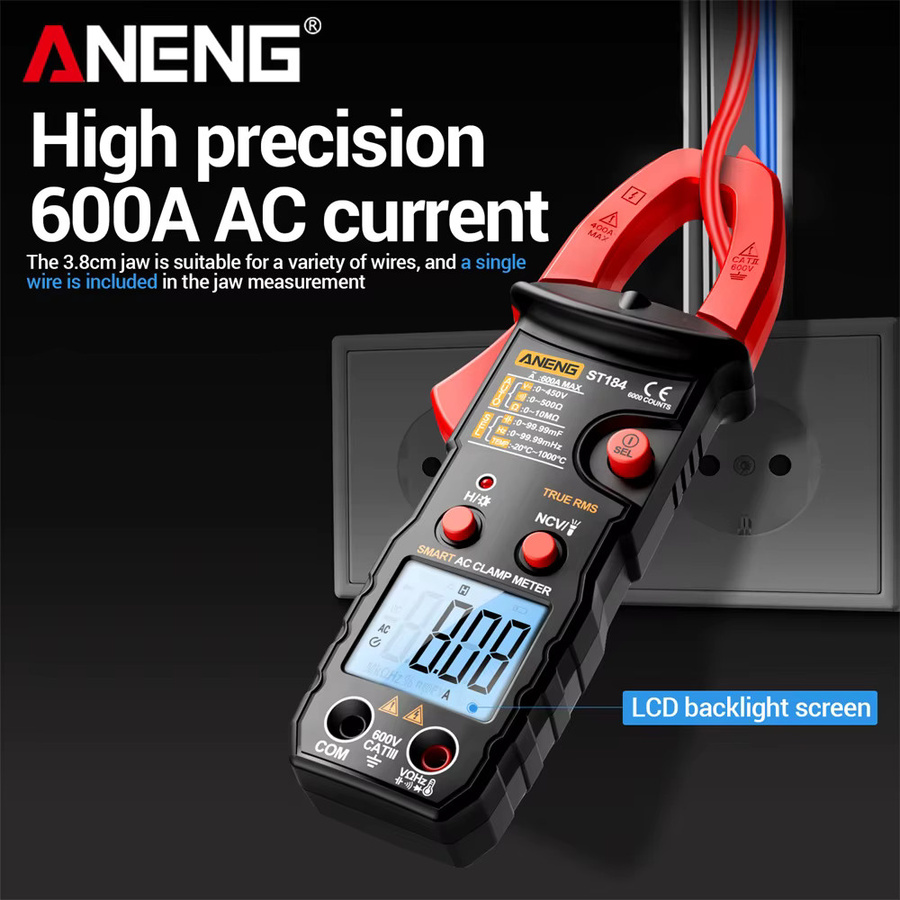 ANENG ST184 Digitalmultimeter und B15 Spannungsprüfer Kombi-Set in Rot mit 6000-fach Messbereich für NCV, Kapazität und Widerstand - Bild 2