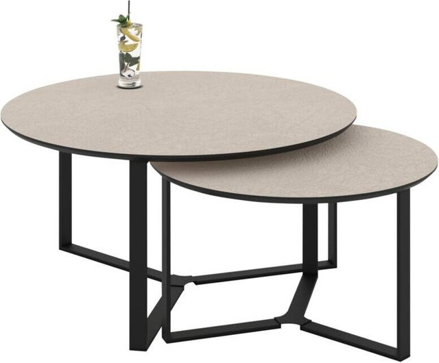 Couchtisch Hela modern in Braun und Beige mit abgerundeten Kanten B/H: 80 x 45 cm - Bild 1