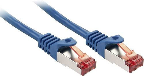 Lindy RJ45 Patchkabel CAT 6 S/FTP Ethernet LAN Blau, Länge: 0,30 m - Bild 1