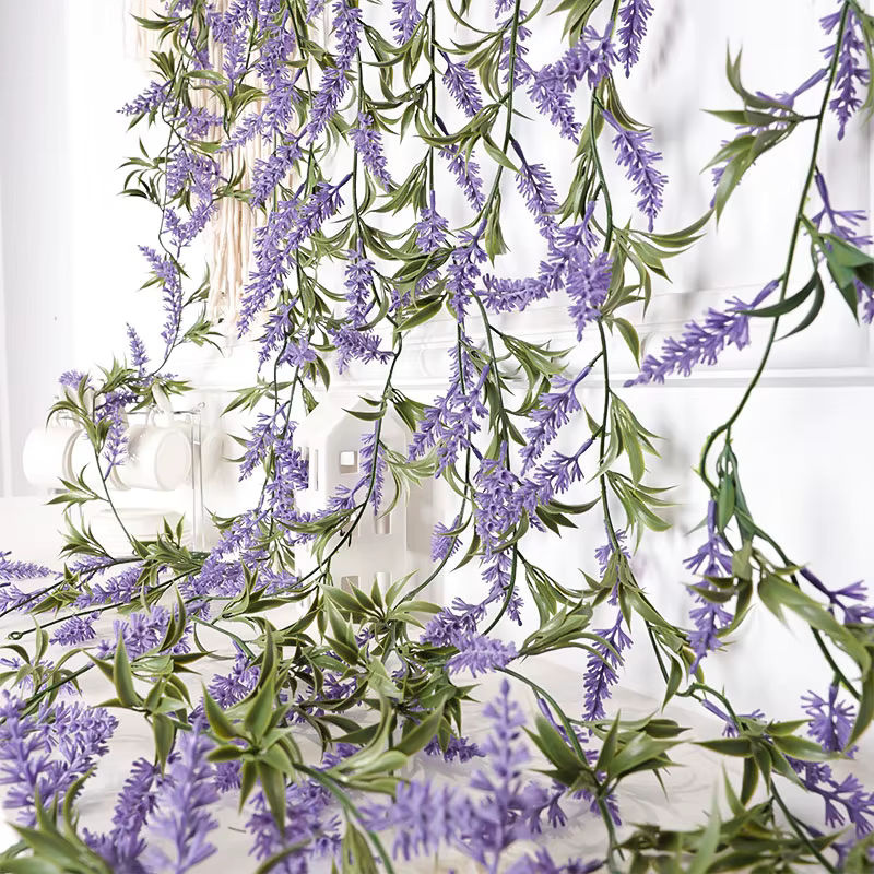 Künstliche lila Lavendel-Hängepflanze für Dekoration im Bohemian-Stil - Bild 5