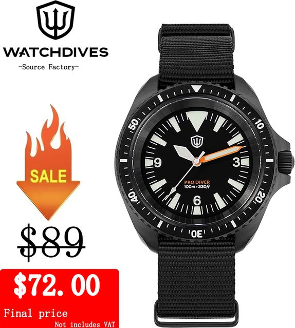Watchdives Armbanduhr, Vintage, Quarz, Edelstahl, 38 mm, Herren - Bild 1