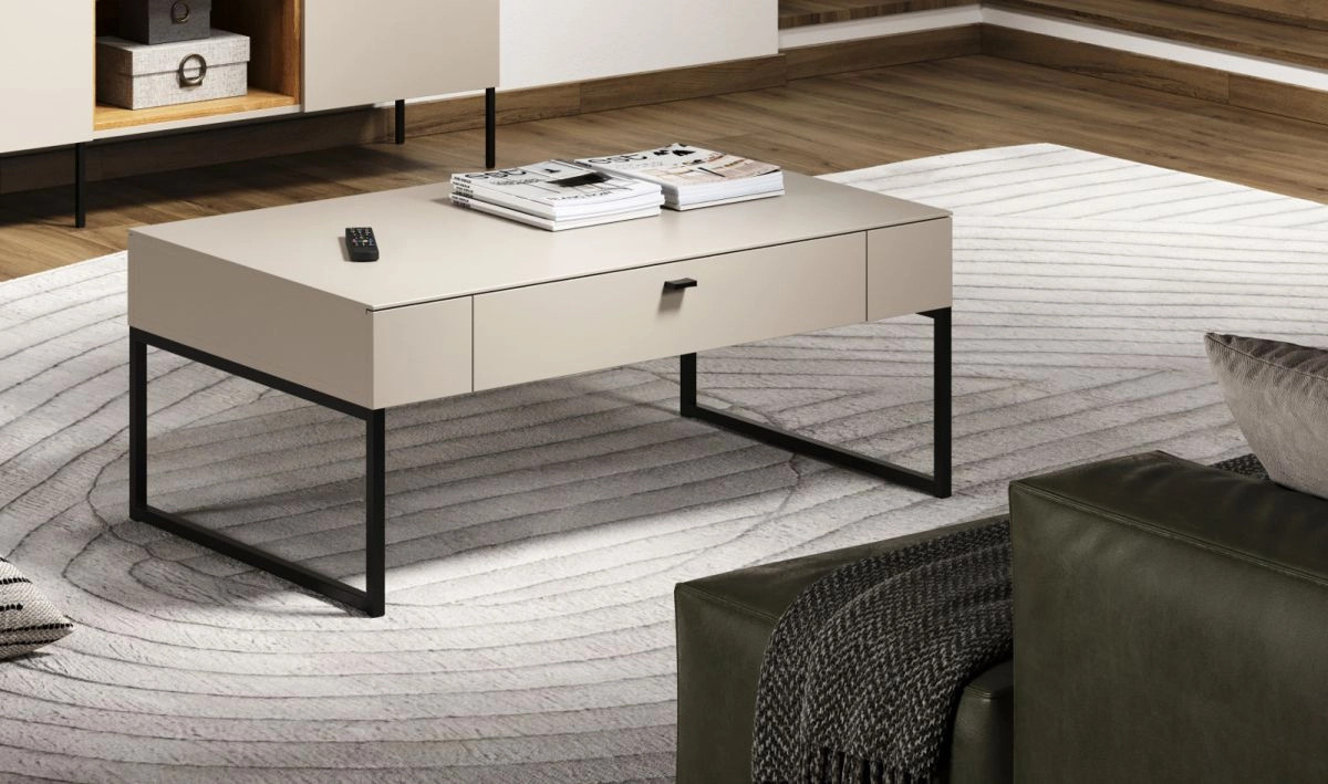 Couchtisch Jardins in Sand und Schwarz, rechteckig, B: 110 cm, T: 68 cm, H: 45 cm - Bild 2