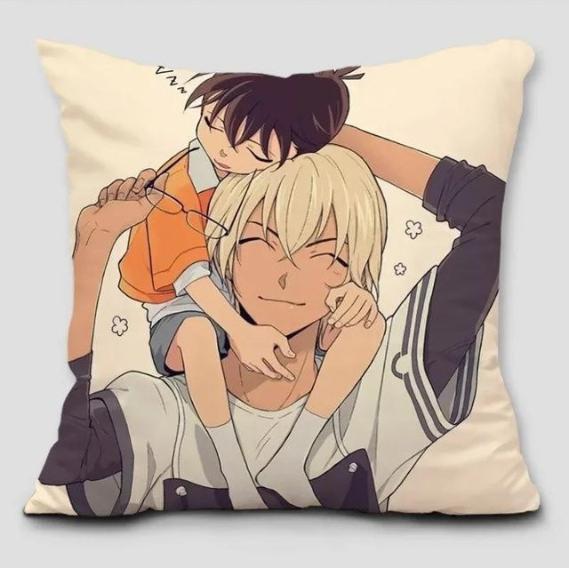 Kissenbezug Detektiv Conan Kudo Shinichi mit Grafikdruck in Grau und Schokoladenbraun, B/T/H: 66 x 66 x 66 cm - Bild 1