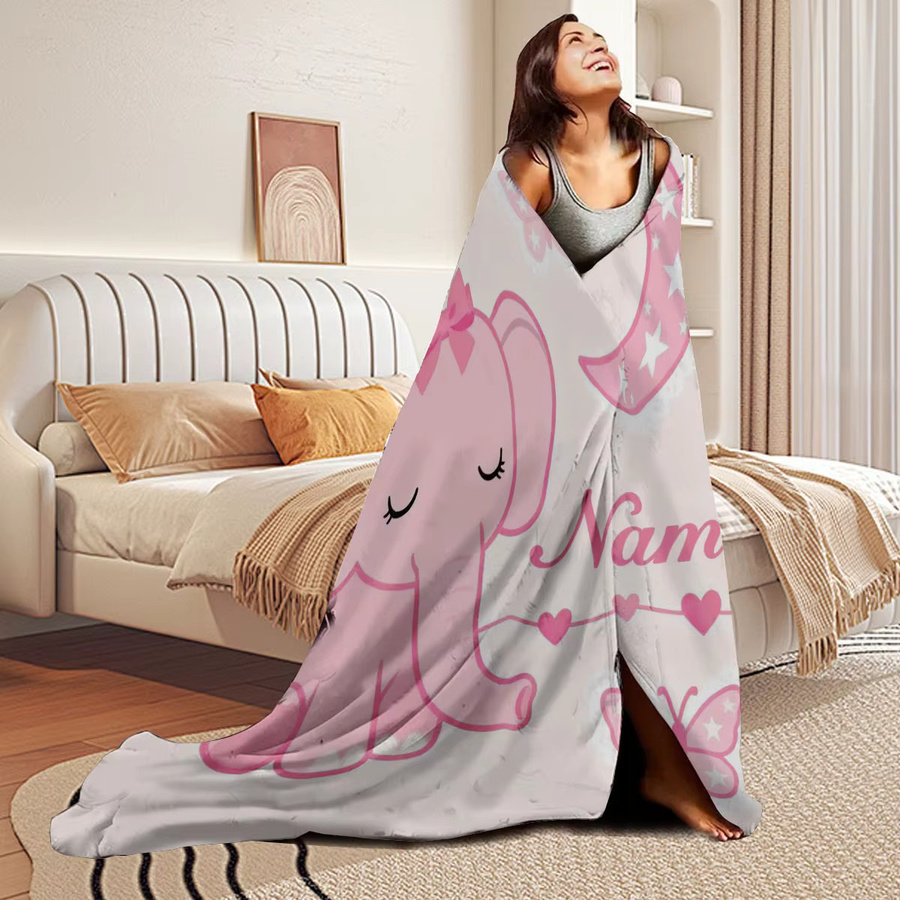 Personalisierte Namensdecke von SRH in Pink, individuell gestaltete Winter-Flanell-Plüschdecke mit weichem Sherpa-Fleece für Sofa und Bett - Bild 2