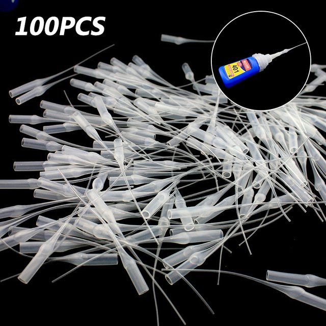HUXUAN Klebespitzen aus Kunststoff, 100 Stück, transparente Präzisions-CA-Kleberapplikatoren für Kunsthandwerk und Hobbyprojekte - Bild 1