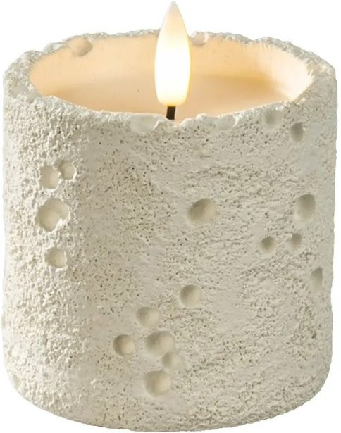 Konstsmide LED Kerze in Betonoptik Weiß mit Timer für die Weihnachtsdekoration, Durchmesser: 8 cm, Höhe: 7,8 cm - Bild 1