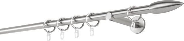 ONDECO Garderobenrohr 1-läufig in Edelstahl-Optik mit Wandträger 12 cm und Endstück Cardo, Länge: 270 cm, Durchmesser: 20 mm - Bild 1