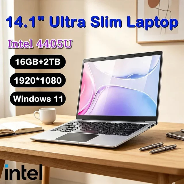 Ultra-Slim Laptop 14,1 Zoll mit Intel Prozessor, 16GB RAM, 2TB SSD und Windows 11 Pro in Silber - Bild 1