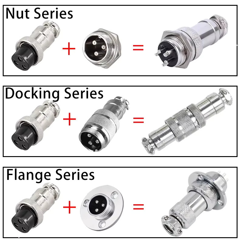 5er Set GX12 GX16 GX20 Rundluftfahrt Stecker Set mit männlichen und weiblichen Buchsen in Silber - Bild 2