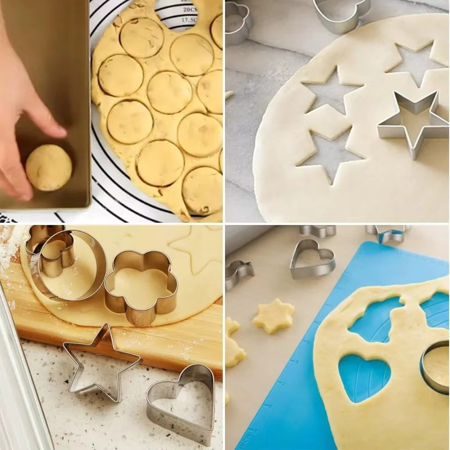 FEB.WIND Mehrteiliges Set geometrischer Ausstechformen aus Edelstahl in Silber zum Backen und Obstschneiden - Bild 3
