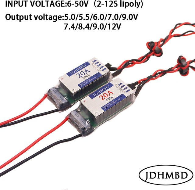 JDHMBD 20A SBEC UBEC Schaltspannungsregler für RC Flugzeug Auto Boot DIY Modell, Eingang 2-12S, Ausgang 5,0V/7,4V/8,4V/9V/12V - Bild 1