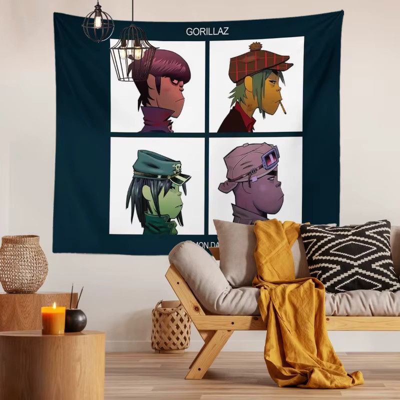VIKAMA Gorillaz Demon Days Wandteppich mit Zeichentrickfiguren, Mehrfarbig, B: 60 cm, H: 40 cm - Bild 4