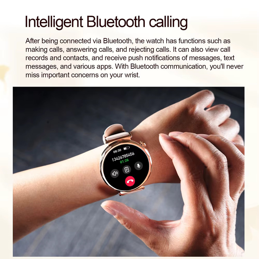 Jooeniok Smartwatch, Pink, Gold, Milanaise, Damen, GPS, Bluetooth - Bild 3