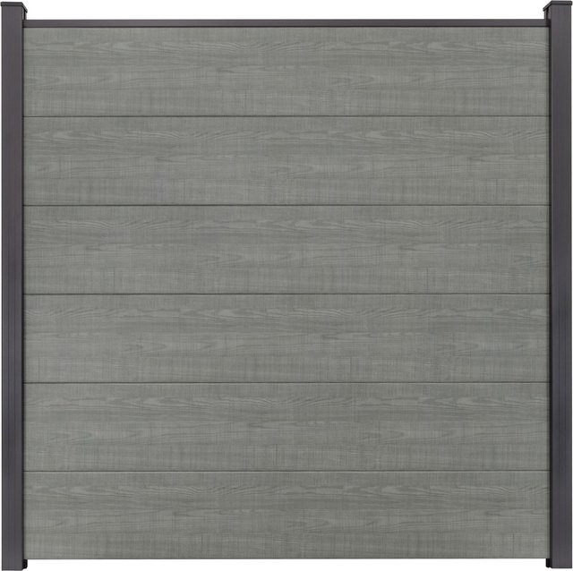 GroJa Steckzaun BasicLine Sichtschutz aus PVC in Grey Ash Cut, Höhe: 180 cm, Breite: 180 cm - Bild 1