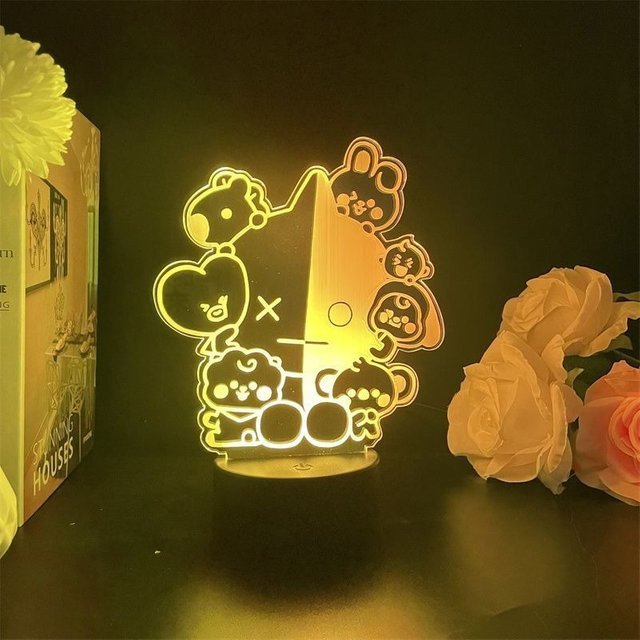 LINE FRIENDS BT21 Idol Cartoon USB-Nachtlicht, Mini-Figur, Gelb - Bild 1